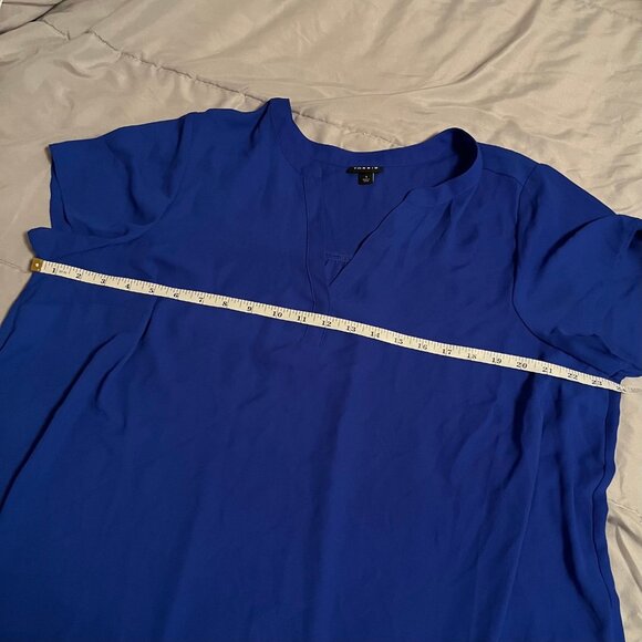 Torrid Size 1 Royal Blue Georgette Short Sleeve Blouse - Picture 6 of 6